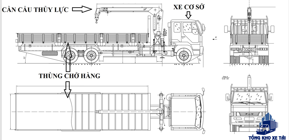 xe tải 3 chân chenglong gắn cẩu