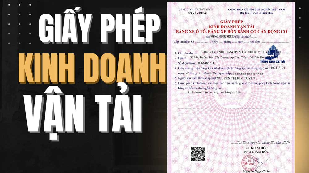 GIÂY PHÉP KINH DOANH VẬN TẢI BẰNG XE Ô TÔ