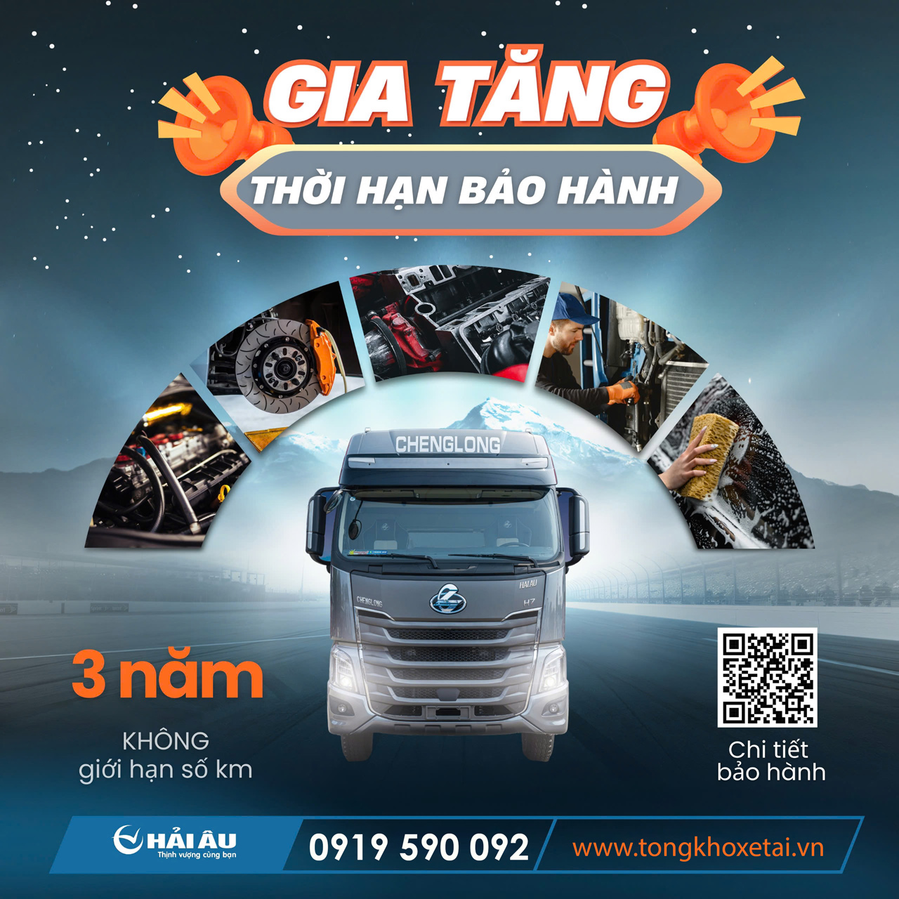 o to Hai Au gia tang thoi gian bao hanh xe tai Chenglong